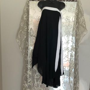 Black beach cover-up dress w white tie medium